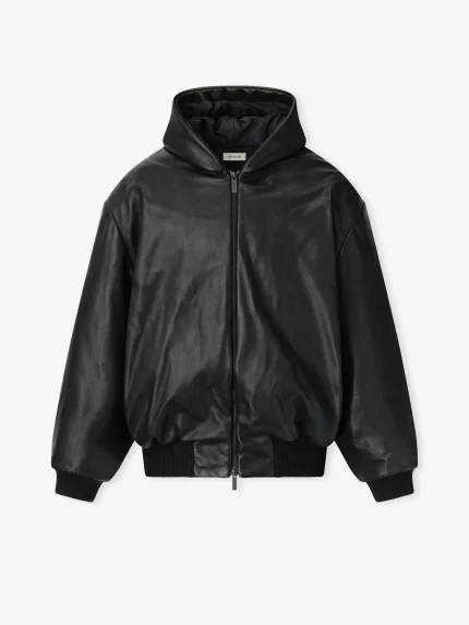 Fear of God ESSENTIALS Leather Hooded Bomber Jacket